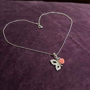 Elegant Silver Tone Butterfly Necklace